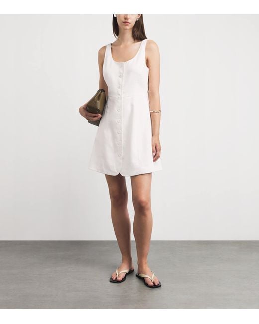 Theory White Linen-Blend Mini Dress