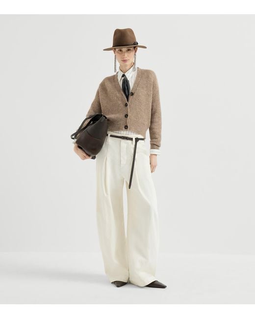 Brunello Cucinelli Natural English Rib Sequin Cardigan
