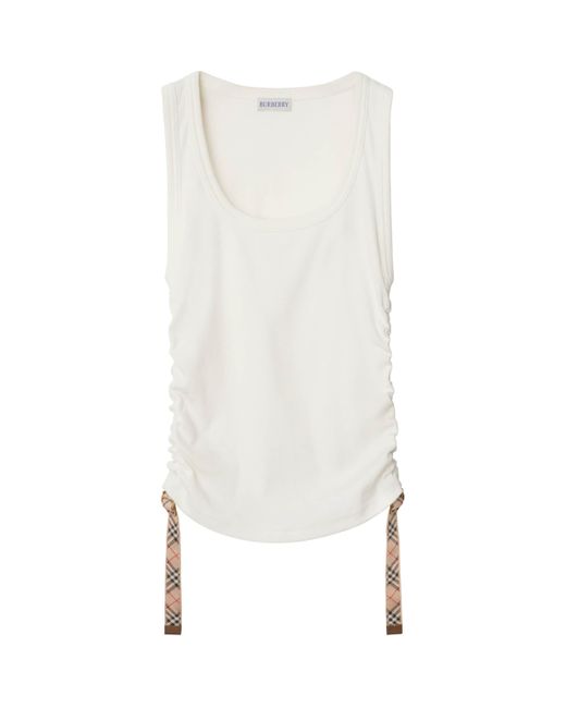 Burberry White Ruched Top
