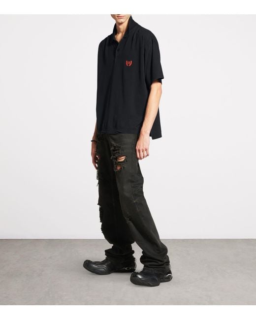 Balenciaga Laurel Classic Short Sleeve Regular Polo in Black for