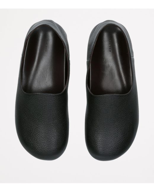 The Row Black Hugh Slip-On Shoes for men