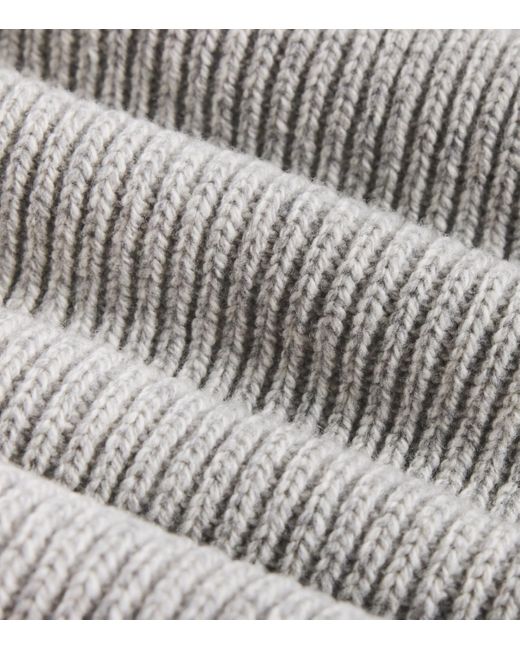 John Smedley Gray Cashmere-Wool Ribbed Scarf for men