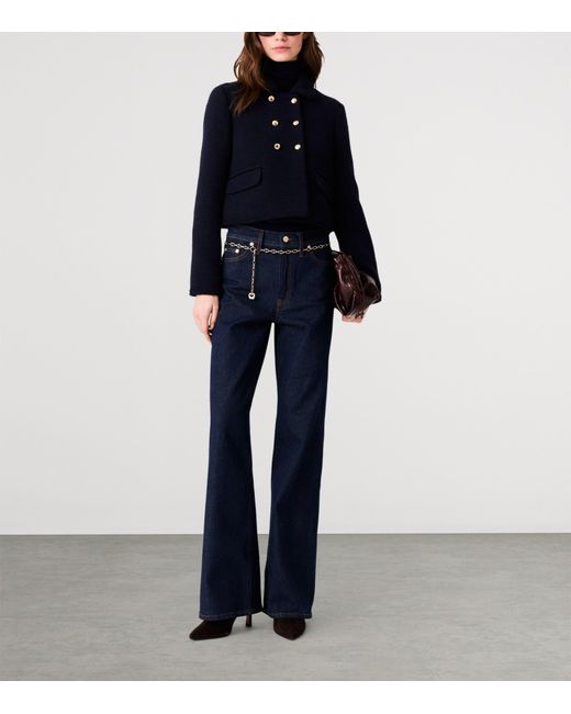 Maje Blue Tweed Cropped Jacket