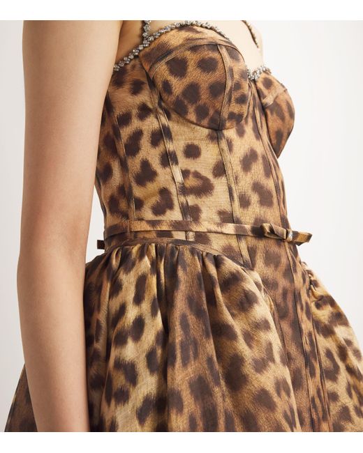 Zimmermann Brown Leopard Print Panelled Midi Dress