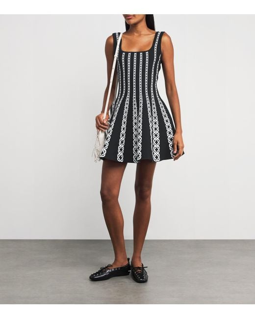 Maje Black Monogram-Jacquard Mini Dress