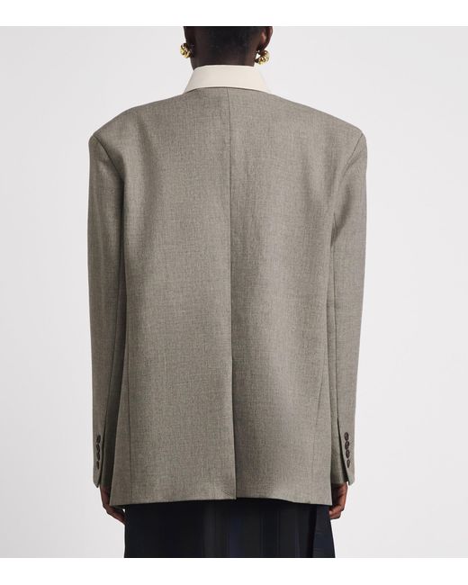 Source Unknown Gray Contrast-Collar Suki Blazer Shirt