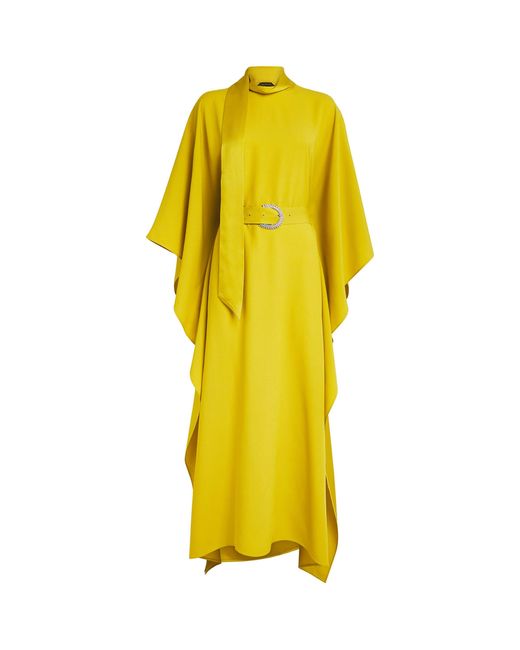 ‎Taller Marmo Yellow Crepe Belted La Luna Kaftan