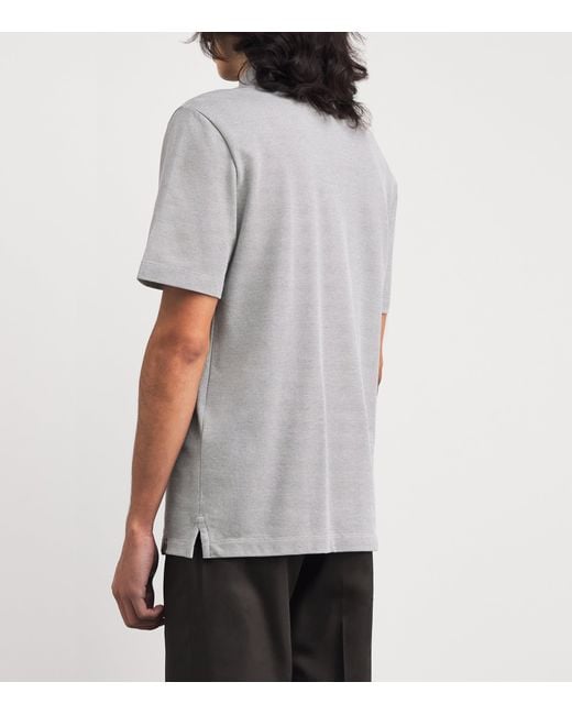 Brioni Gray Cotton Piqué Polo Shirt for men