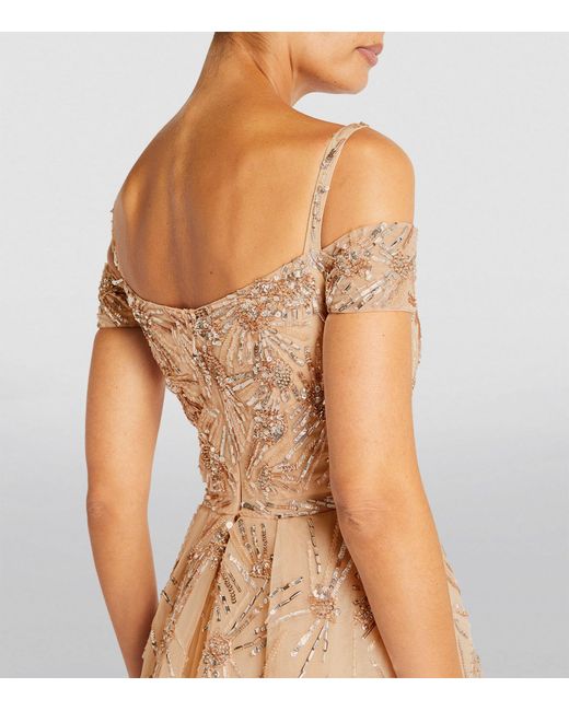 Zuhair Murad Natural Tulle Embellished Gown