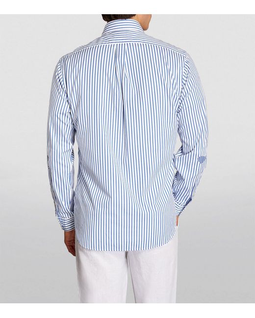 Polo Ralph Lauren Blue Striped Poplin Shirt for men