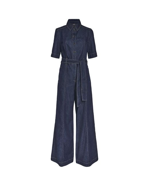 ME+EM Blue Am-Pm Denim Jumpsuit