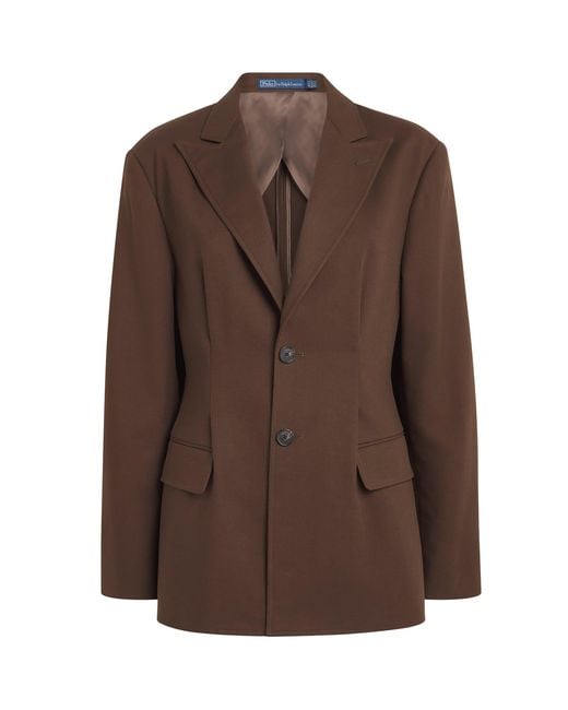 Polo Ralph Lauren Brown Cotton-Wool Crepe Blazer