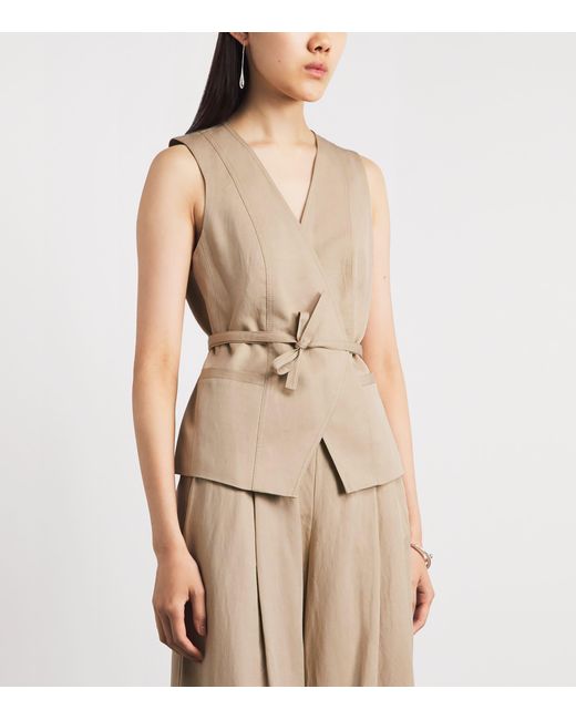 ME+EM Natural Wrap-Around Waistcoat