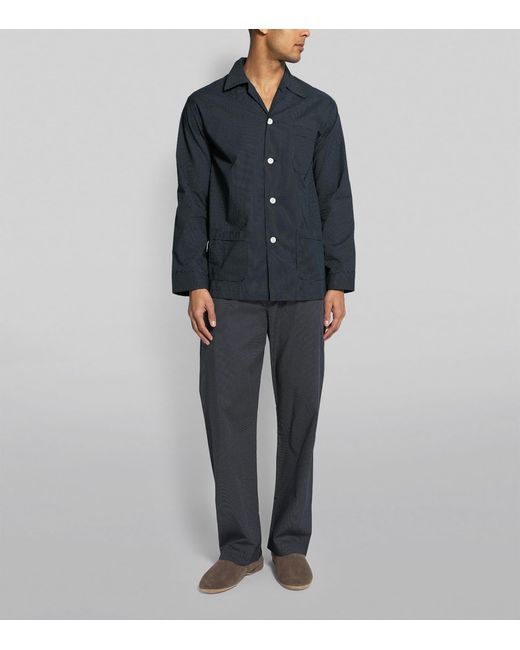 Derek Rose Blue Plaza Pyjama Set for men