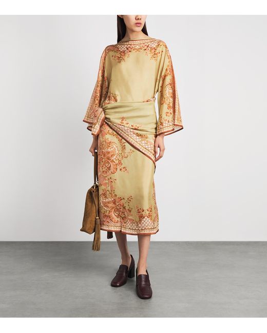 Zimmermann Metallic Silk Aster Tunic Midi Dress