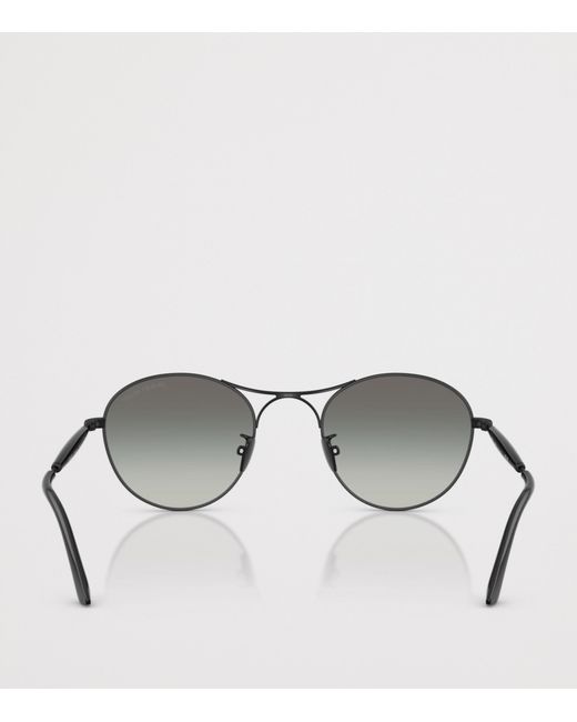 Giorgio Armani Gray Steel Round Sunglasses for men
