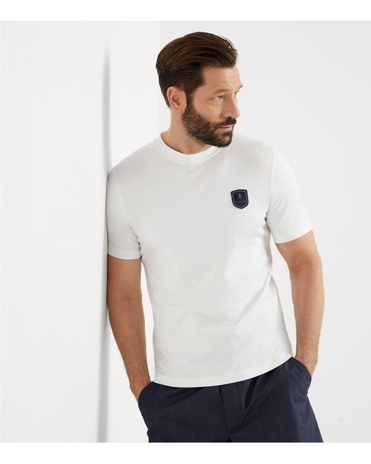 Brunello Cucinelli White Tennis Badge T-shirt for men