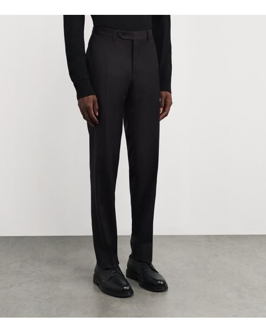 Canali Blue Wool Straight Trousers for men