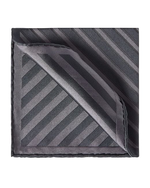 Brunello Cucinelli Black Silk Stripe Pocket Square for men