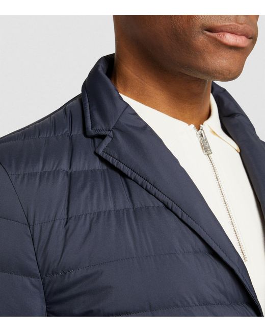 Herno Blue Detachable-bib Puffer Jacket for men