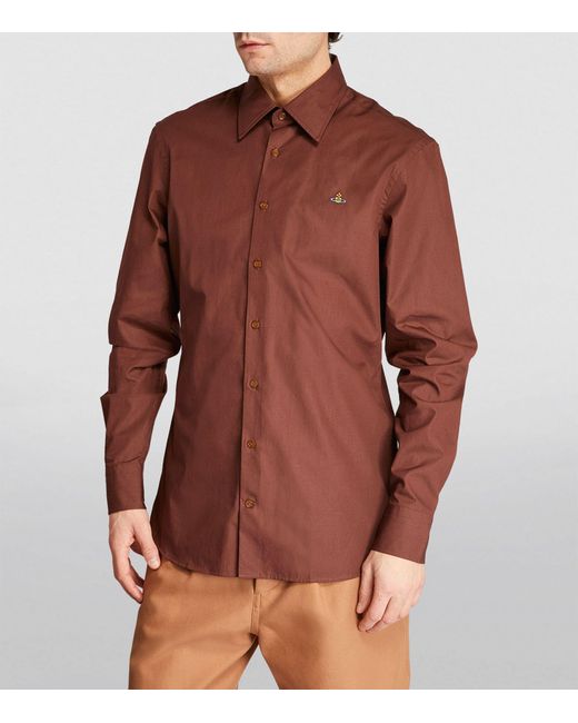 Vivienne Westwood Brown Long-sleeved Orb Shirt for men