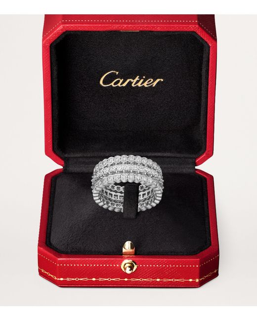 Cartier Metallic White Gold And Diamond Broderie De Ring