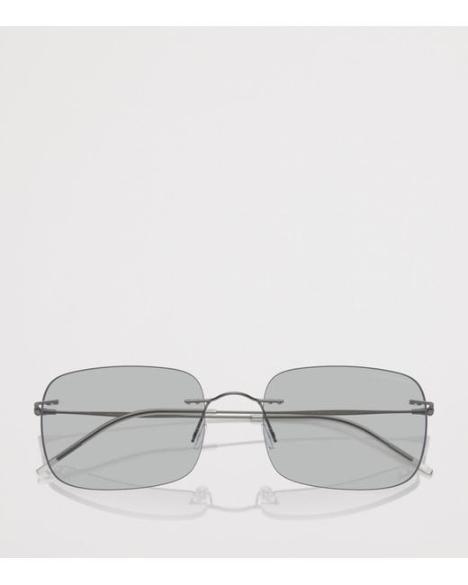Giorgio Armani Gray Metal Pillow Sunglasses for men