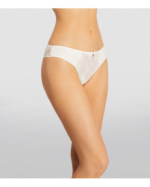 Chantelle White Lace Orchids Thong