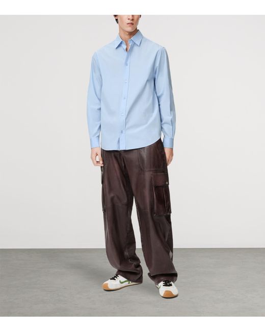 Loewe Blue Cotton-Blend Poplin Shirt for men