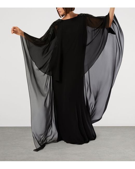 Marina Rinaldi Black Embellished Caped Gown
