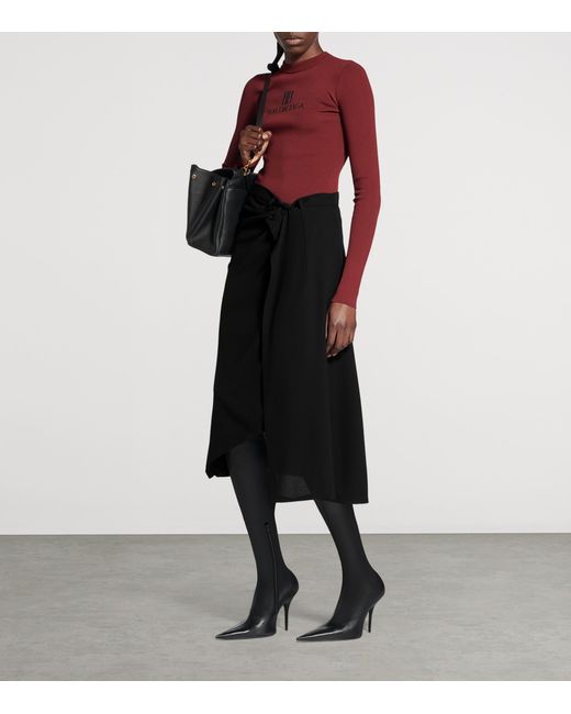 Balenciaga Black Draped Tailored Skirt