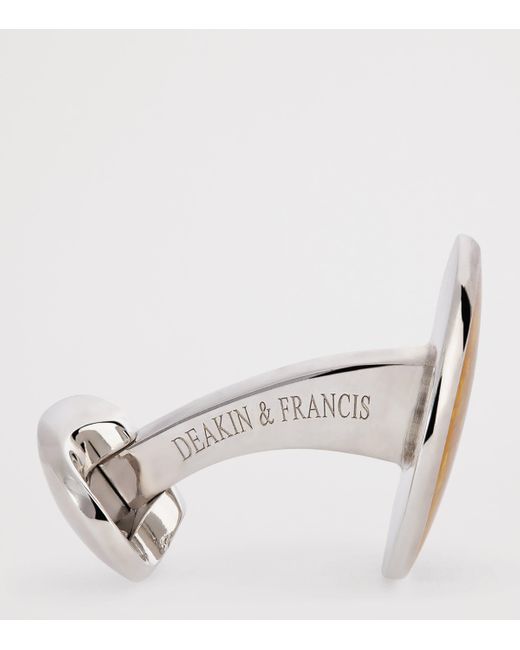 Deakin & Francis Yellow Sterling Summer Haze Enamel Cufflinks for men