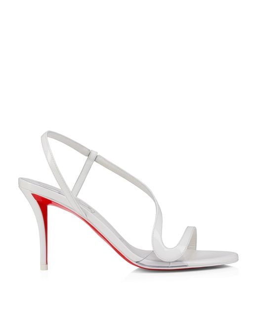 Christian Louboutin White Rosa Z Patent Leather Heeled Sandals 80