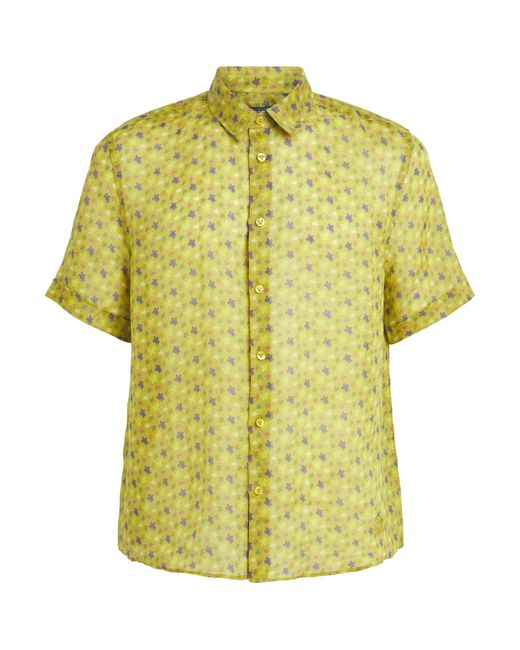 Vilebrequin Yellow Ramie Turtle Print Shirt for men