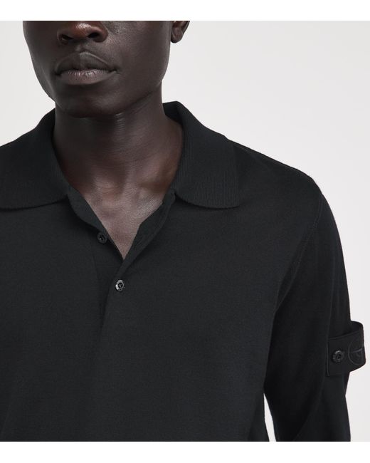 Stone Island Black Virgin Wool Ghost Polo Sweater for men
