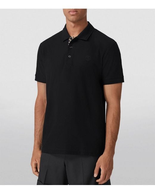 Burberry Black Tb Monogram Polo Shirt for men