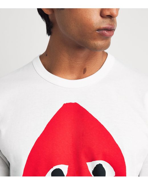Comme des Garçons Red Cotton Upside Down Heart T-Shirt for men