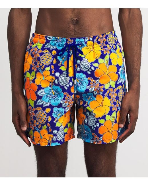 Vilebrequin Blue Tropical Turtle Print Swim Shorts for men