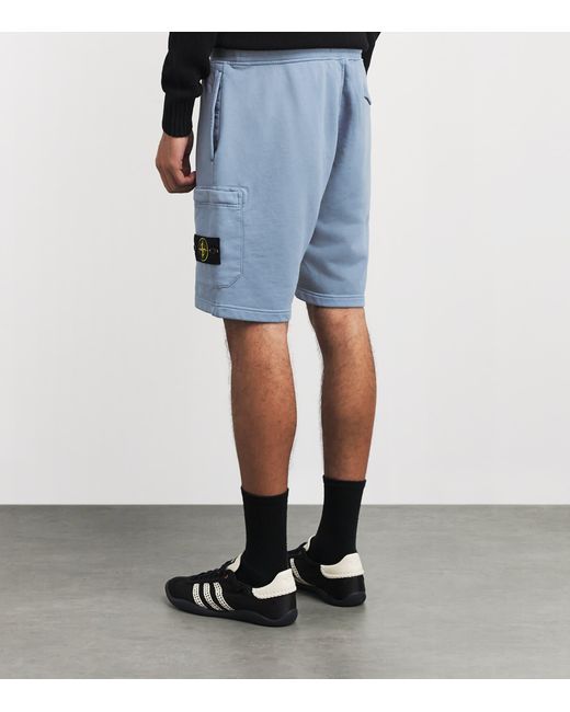 Stone Island Blue Organic Cotton Compass Shorts for men