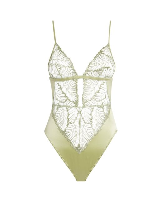Coco De Mer Green Lace-Trim Laurel Bodysuit