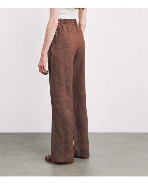 Eleventy Brown X Harrods Linen Elasticated Palazzo Trousers
