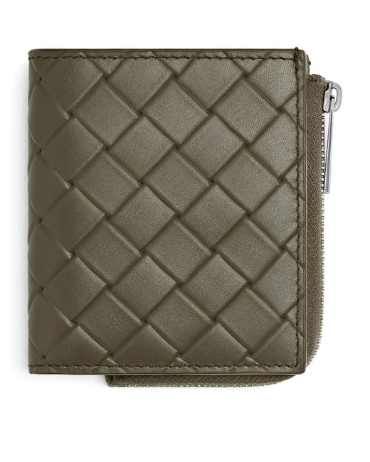 Bottega Veneta Men's Green Leather Intrecciato Bifold Wallet
