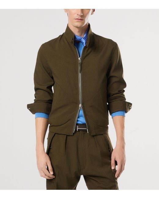 Tom Ford Green Wool-Cashmere-Silk Bomber Jacket for men