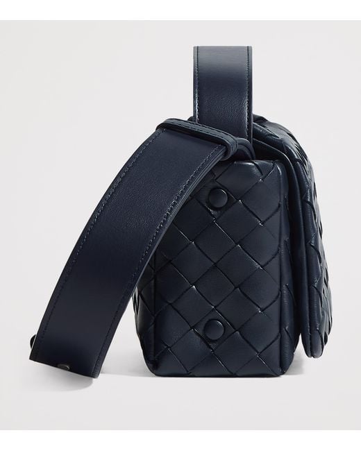 Bottega Veneta Blue Mini Leather Intrecciato Flap Cross-Body Bag for men