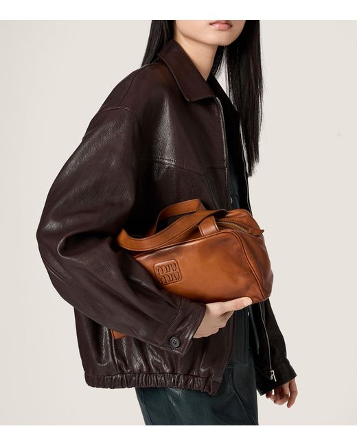 Miu Miu Brown Leather Blouson Jacket