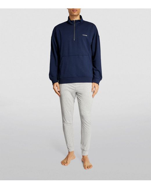 Calvin Klein Blue Modern Cotton Half-zip Sweatshirt for men