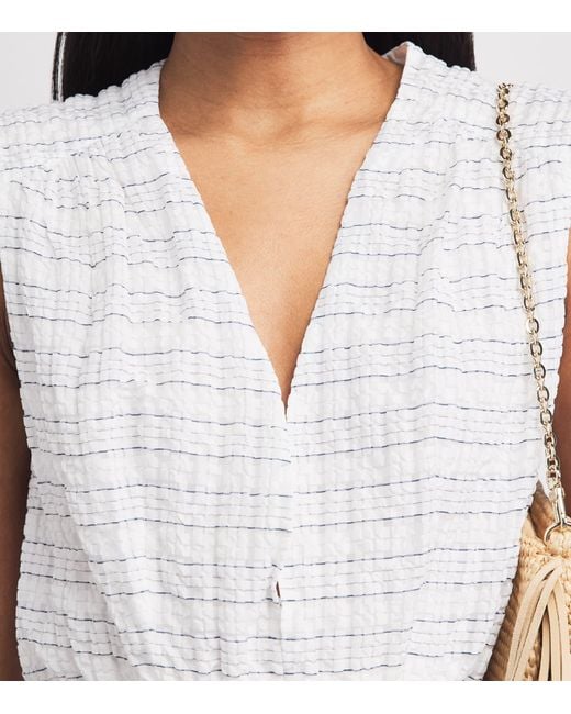 Maje White Crinkle Open-Back Mini Dress