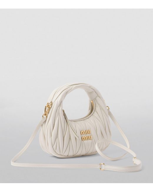 Miu Miu White Mini Nappa Leather Wander Top-Handle Bag