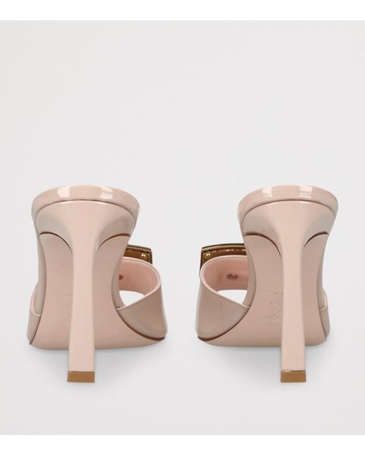 Roger Vivier Natural Patent Leather Trompette Heeled Mules 85