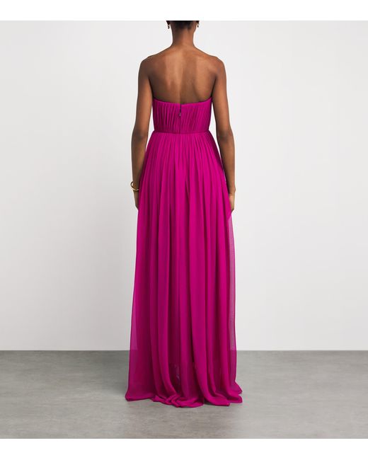 Pamella Roland Pink Silk Chiffon Embellished Gown